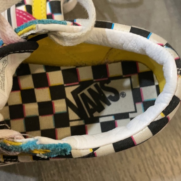 VANS Kids Checkerboard Old Skool Lace Up Sneakers Aqua Pink & Yellow - Picture 8 of 8